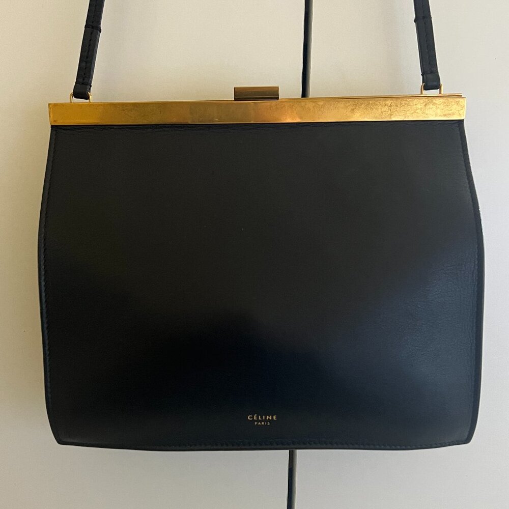 Celine Phoebe Philo Clasp Crossbody Black